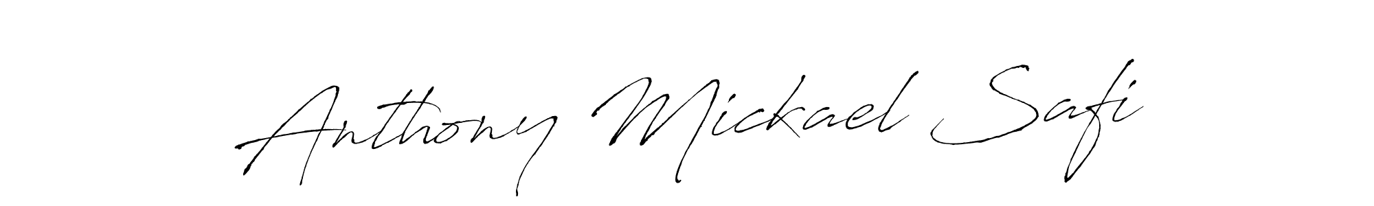 The best way (Antro_Vectra) to make a short signature is to pick only two or three words in your name. The name Anthony Mickael Safi include a total of six letters. For converting this name. Anthony Mickael Safi signature style 6 images and pictures png