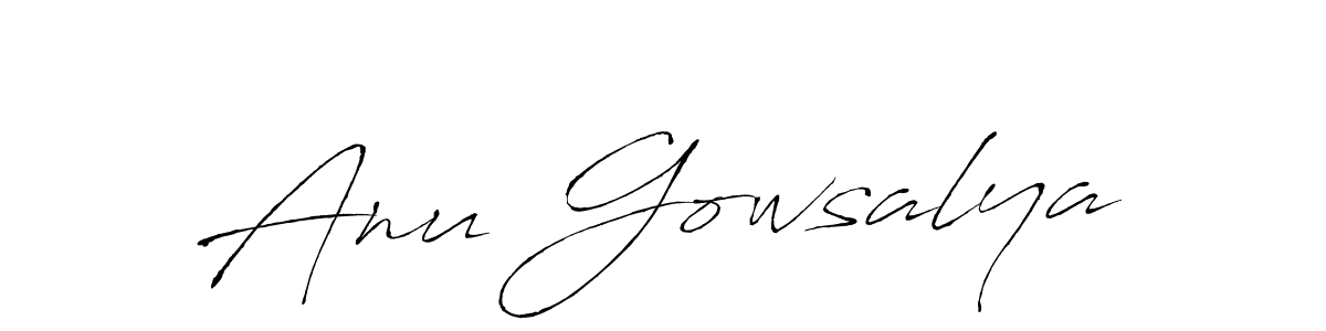 How to make Anu Gowsalya name signature. Use Antro_Vectra style for creating short signs online. This is the latest handwritten sign. Anu Gowsalya signature style 6 images and pictures png