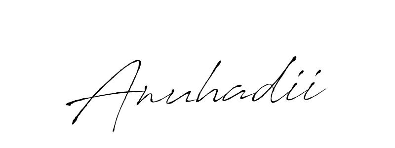 Antro_Vectra is a professional signature style that is perfect for those who want to add a touch of class to their signature. It is also a great choice for those who want to make their signature more unique. Get Anuhadii name to fancy signature for free. Anuhadii signature style 6 images and pictures png