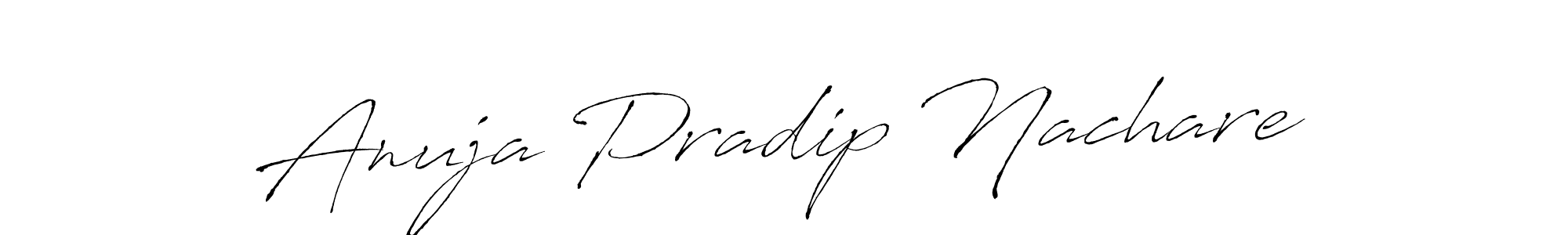 The best way (Antro_Vectra) to make a short signature is to pick only two or three words in your name. The name Anuja Pradip Nachare include a total of six letters. For converting this name. Anuja Pradip Nachare signature style 6 images and pictures png