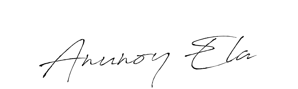 How to make Anunoy Ela name signature. Use Antro_Vectra style for creating short signs online. This is the latest handwritten sign. Anunoy Ela signature style 6 images and pictures png