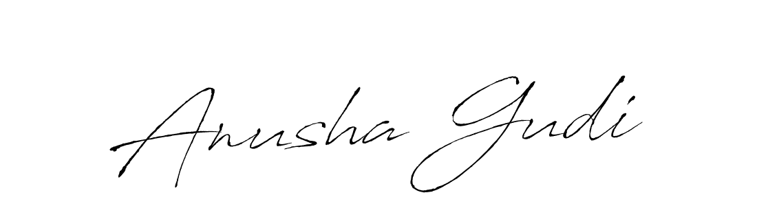 How to make Anusha Gudi name signature. Use Antro_Vectra style for creating short signs online. This is the latest handwritten sign. Anusha Gudi signature style 6 images and pictures png