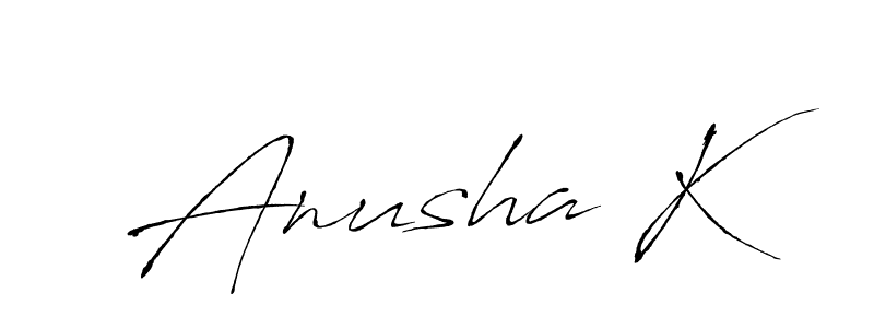 Antro_Vectra is a professional signature style that is perfect for those who want to add a touch of class to their signature. It is also a great choice for those who want to make their signature more unique. Get Anusha K name to fancy signature for free. Anusha K signature style 6 images and pictures png