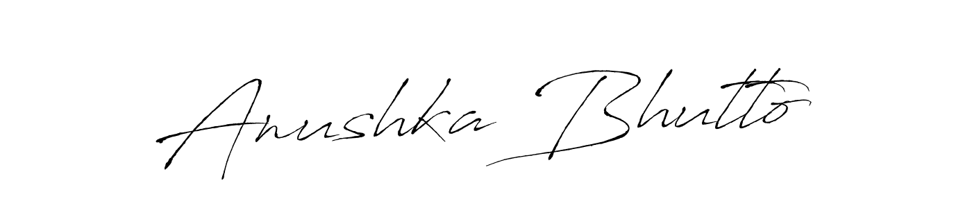 You can use this online signature creator to create a handwritten signature for the name Anushka Bhutto. This is the best online autograph maker. Anushka Bhutto signature style 6 images and pictures png