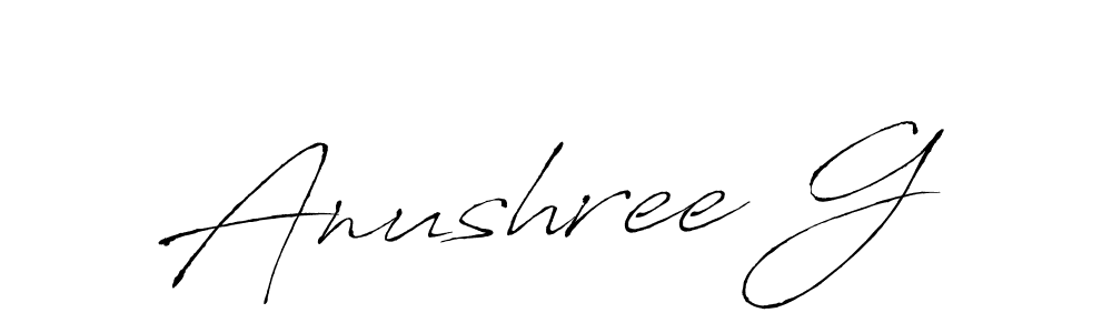 How to make Anushree G name signature. Use Antro_Vectra style for creating short signs online. This is the latest handwritten sign. Anushree G signature style 6 images and pictures png