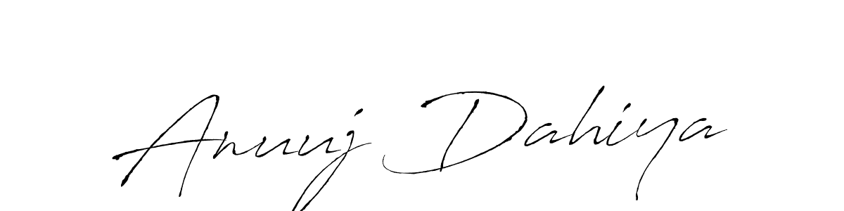 This is the best signature style for the Anuuj Dahiya name. Also you like these signature font (Antro_Vectra). Mix name signature. Anuuj Dahiya signature style 6 images and pictures png