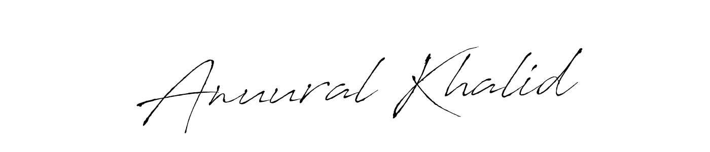 The best way (Antro_Vectra) to make a short signature is to pick only two or three words in your name. The name Anuural Khalid include a total of six letters. For converting this name. Anuural Khalid signature style 6 images and pictures png