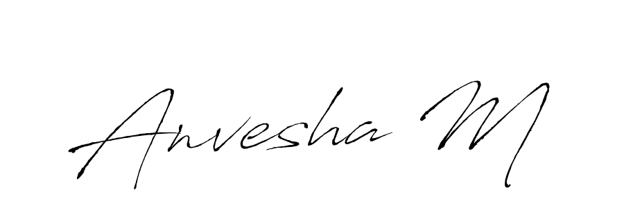 How to make Anvesha M name signature. Use Antro_Vectra style for creating short signs online. This is the latest handwritten sign. Anvesha M signature style 6 images and pictures png