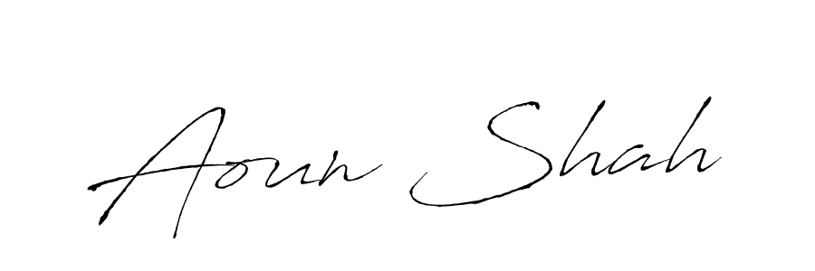 Make a beautiful signature design for name Aoun Shah. With this signature (Antro_Vectra) style, you can create a handwritten signature for free. Aoun Shah signature style 6 images and pictures png