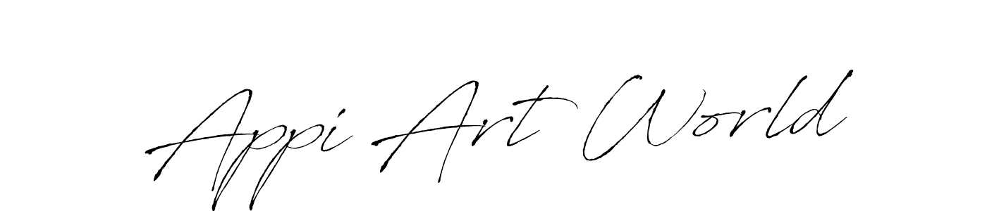 How to make Appi Art World name signature. Use Antro_Vectra style for creating short signs online. This is the latest handwritten sign. Appi Art World signature style 6 images and pictures png