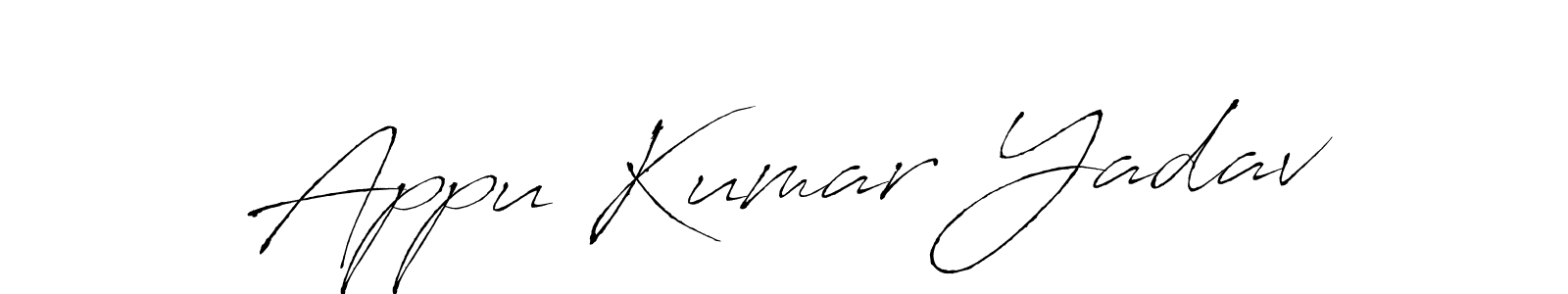 It looks lik you need a new signature style for name Appu Kumar Yadav. Design unique handwritten (Antro_Vectra) signature with our free signature maker in just a few clicks. Appu Kumar Yadav signature style 6 images and pictures png