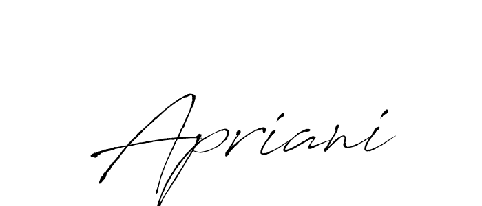 Create a beautiful signature design for name Apriani. With this signature (Antro_Vectra) fonts, you can make a handwritten signature for free. Apriani signature style 6 images and pictures png