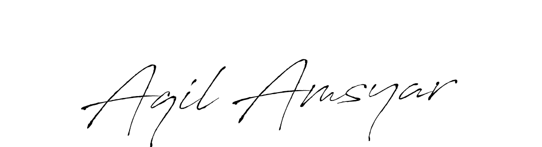 The best way (Antro_Vectra) to make a short signature is to pick only two or three words in your name. The name Aqil Amsyar include a total of six letters. For converting this name. Aqil Amsyar signature style 6 images and pictures png