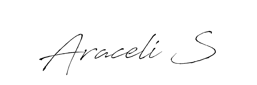 The best way (Antro_Vectra) to make a short signature is to pick only two or three words in your name. The name Araceli S include a total of six letters. For converting this name. Araceli S signature style 6 images and pictures png