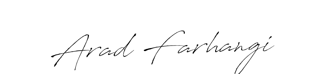 The best way (Antro_Vectra) to make a short signature is to pick only two or three words in your name. The name Arad Farhangi include a total of six letters. For converting this name. Arad Farhangi signature style 6 images and pictures png