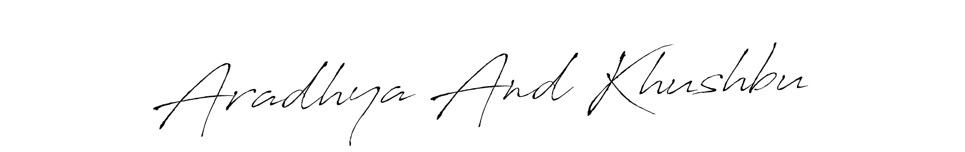How to make Aradhya And Khushbu name signature. Use Antro_Vectra style for creating short signs online. This is the latest handwritten sign. Aradhya And Khushbu signature style 6 images and pictures png