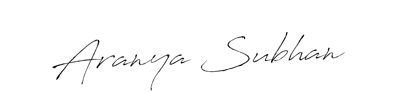 The best way (Antro_Vectra) to make a short signature is to pick only two or three words in your name. The name Aranya Subhan include a total of six letters. For converting this name. Aranya Subhan signature style 6 images and pictures png