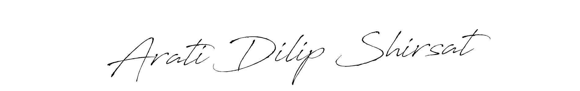 The best way (Antro_Vectra) to make a short signature is to pick only two or three words in your name. The name Arati Dilip Shirsat include a total of six letters. For converting this name. Arati Dilip Shirsat signature style 6 images and pictures png