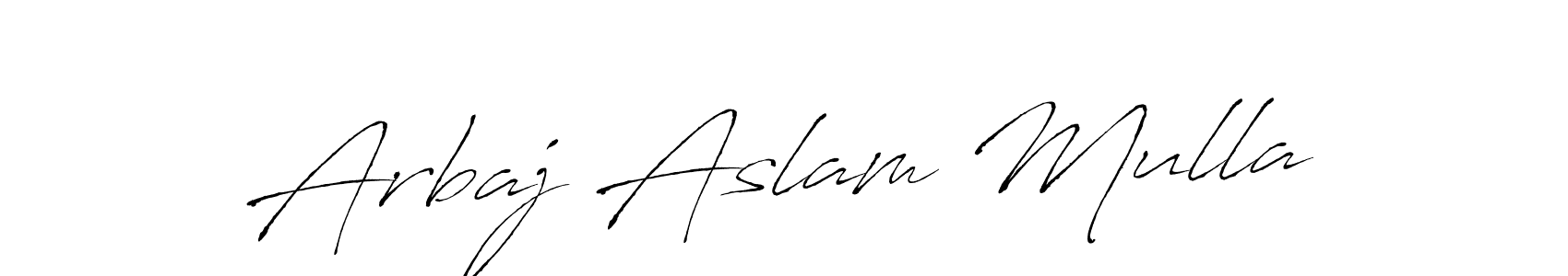 Antro_Vectra is a professional signature style that is perfect for those who want to add a touch of class to their signature. It is also a great choice for those who want to make their signature more unique. Get Arbaj Aslam Mulla name to fancy signature for free. Arbaj Aslam Mulla signature style 6 images and pictures png