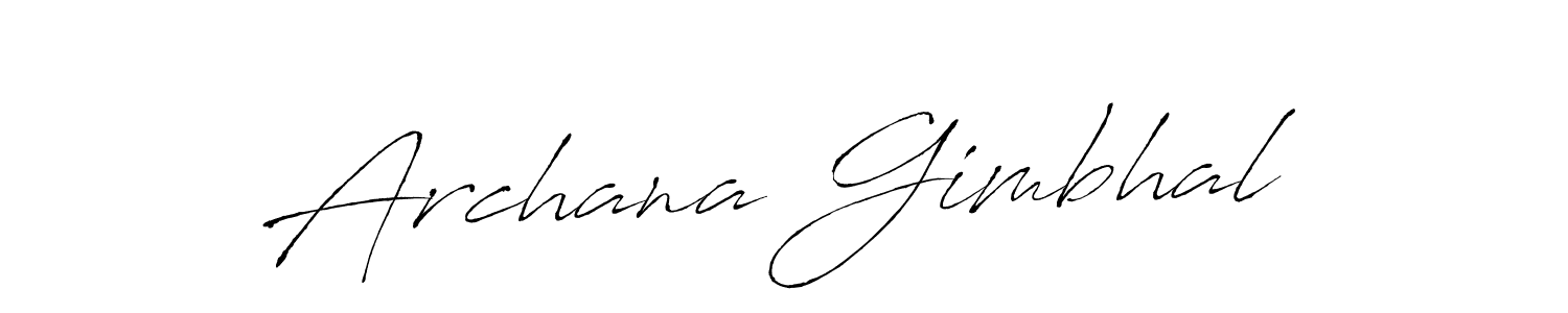 How to make Archana Gimbhal name signature. Use Antro_Vectra style for creating short signs online. This is the latest handwritten sign. Archana Gimbhal signature style 6 images and pictures png