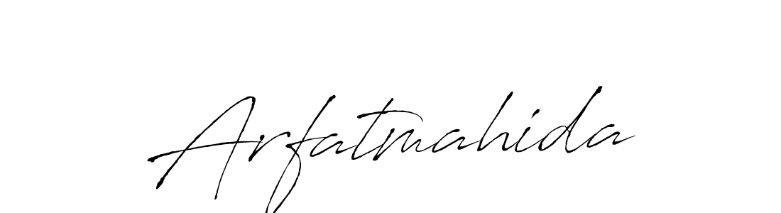 How to make Arfatmahida name signature. Use Antro_Vectra style for creating short signs online. This is the latest handwritten sign. Arfatmahida signature style 6 images and pictures png