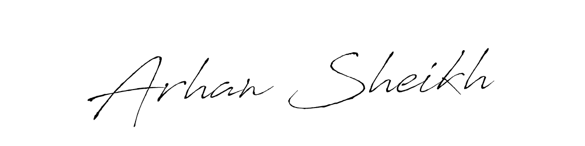 Make a beautiful signature design for name Arhan Sheikh. With this signature (Antro_Vectra) style, you can create a handwritten signature for free. Arhan Sheikh signature style 6 images and pictures png