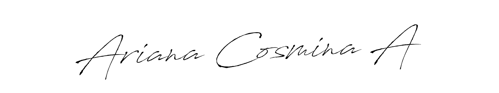 This is the best signature style for the Ariana Cosmina A name. Also you like these signature font (Antro_Vectra). Mix name signature. Ariana Cosmina A signature style 6 images and pictures png