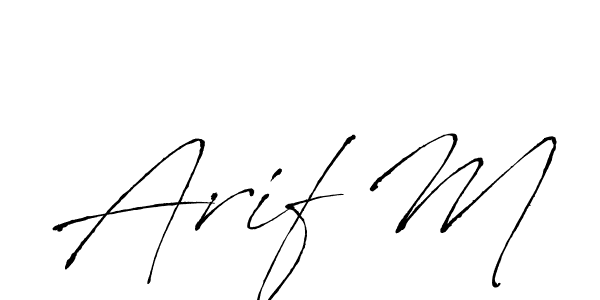 How to make Arif M name signature. Use Antro_Vectra style for creating short signs online. This is the latest handwritten sign. Arif M signature style 6 images and pictures png