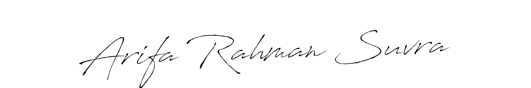 Antro_Vectra is a professional signature style that is perfect for those who want to add a touch of class to their signature. It is also a great choice for those who want to make their signature more unique. Get Arifa Rahman Suvra name to fancy signature for free. Arifa Rahman Suvra signature style 6 images and pictures png