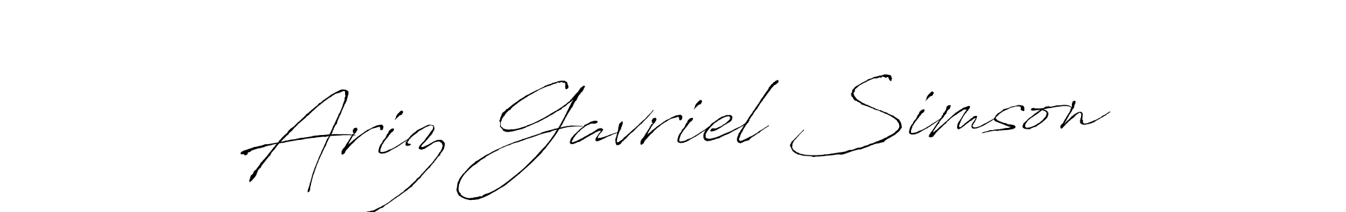 The best way (Antro_Vectra) to make a short signature is to pick only two or three words in your name. The name Ariz Gavriel Simson include a total of six letters. For converting this name. Ariz Gavriel Simson signature style 6 images and pictures png