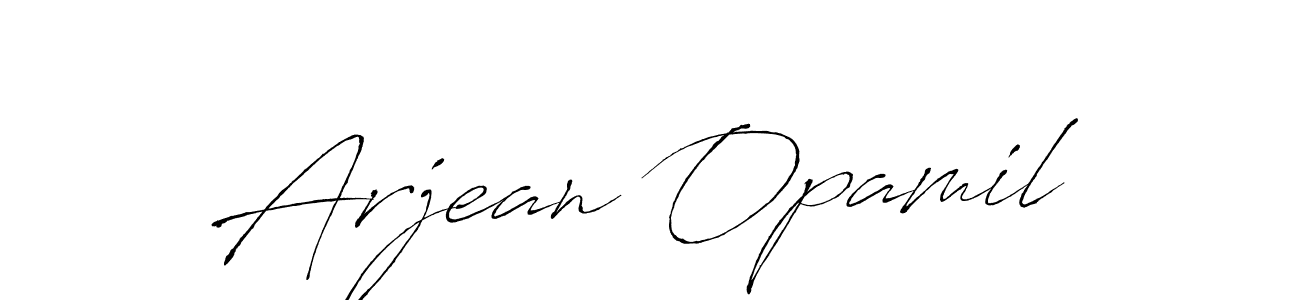 The best way (Antro_Vectra) to make a short signature is to pick only two or three words in your name. The name Arjean Opamil include a total of six letters. For converting this name. Arjean Opamil signature style 6 images and pictures png