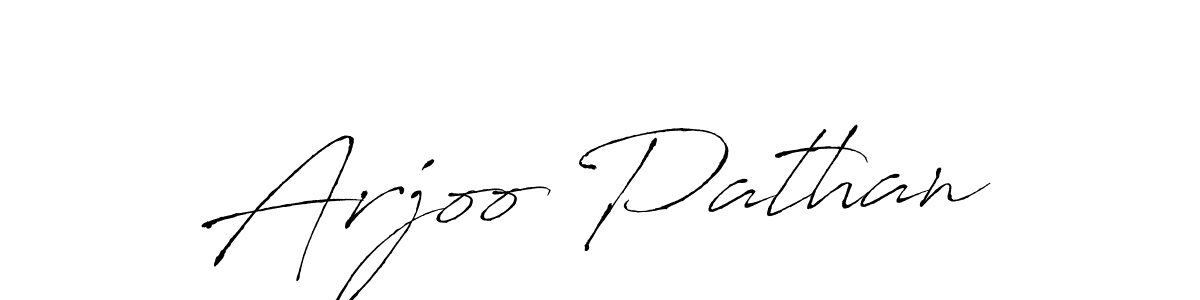 How to make Arjoo Pathan name signature. Use Antro_Vectra style for creating short signs online. This is the latest handwritten sign. Arjoo Pathan signature style 6 images and pictures png