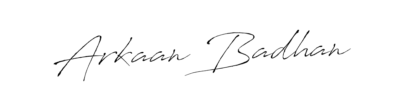 Make a beautiful signature design for name Arkaan Badhan. With this signature (Antro_Vectra) style, you can create a handwritten signature for free. Arkaan Badhan signature style 6 images and pictures png