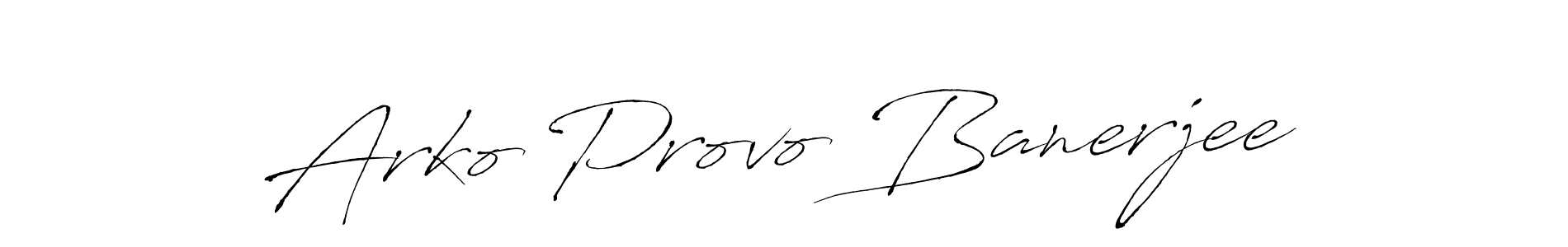 Make a beautiful signature design for name Arko Provo Banerjee. With this signature (Antro_Vectra) style, you can create a handwritten signature for free. Arko Provo Banerjee signature style 6 images and pictures png