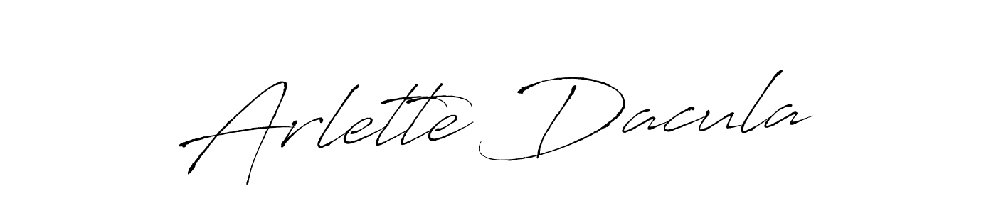 How to make Arlette Dacula name signature. Use Antro_Vectra style for creating short signs online. This is the latest handwritten sign. Arlette Dacula signature style 6 images and pictures png