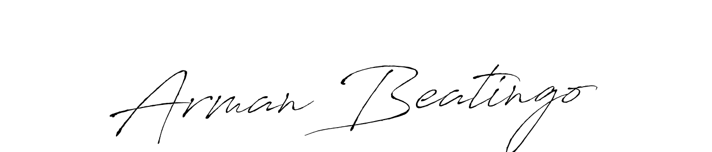 The best way (Antro_Vectra) to make a short signature is to pick only two or three words in your name. The name Arman Beatingo include a total of six letters. For converting this name. Arman Beatingo signature style 6 images and pictures png