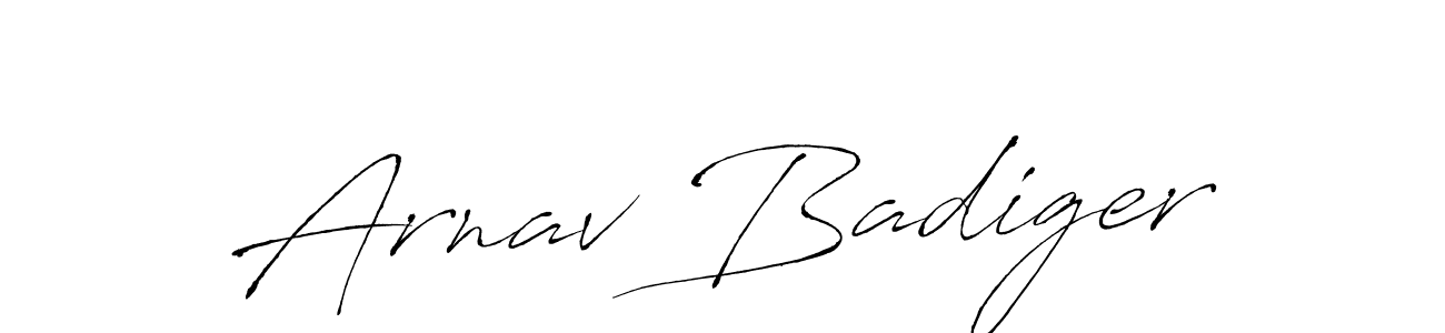 How to make Arnav Badiger name signature. Use Antro_Vectra style for creating short signs online. This is the latest handwritten sign. Arnav Badiger signature style 6 images and pictures png