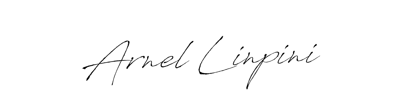 How to make Arnel Linpini name signature. Use Antro_Vectra style for creating short signs online. This is the latest handwritten sign. Arnel Linpini signature style 6 images and pictures png