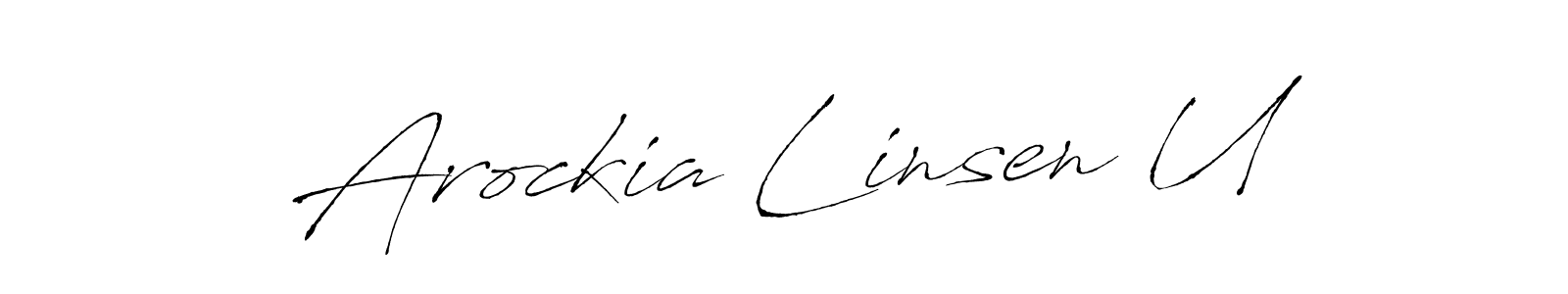 Similarly Antro_Vectra is the best handwritten signature design. Signature creator online .You can use it as an online autograph creator for name Arockia Linsen U. Arockia Linsen U signature style 6 images and pictures png