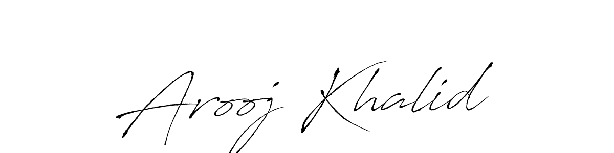 How to make Arooj Khalid name signature. Use Antro_Vectra style for creating short signs online. This is the latest handwritten sign. Arooj Khalid signature style 6 images and pictures png