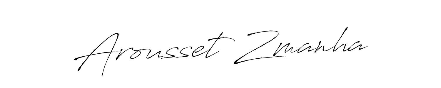 How to make Arousset Zmanha name signature. Use Antro_Vectra style for creating short signs online. This is the latest handwritten sign. Arousset Zmanha signature style 6 images and pictures png