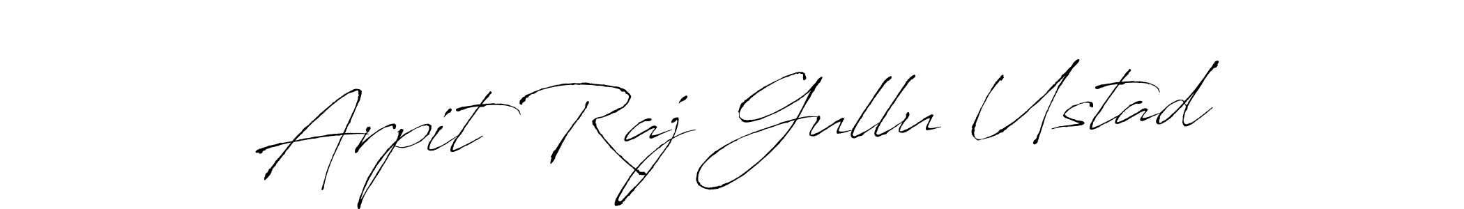 Antro_Vectra is a professional signature style that is perfect for those who want to add a touch of class to their signature. It is also a great choice for those who want to make their signature more unique. Get Arpit Raj Gullu Ustad name to fancy signature for free. Arpit Raj Gullu Ustad signature style 6 images and pictures png