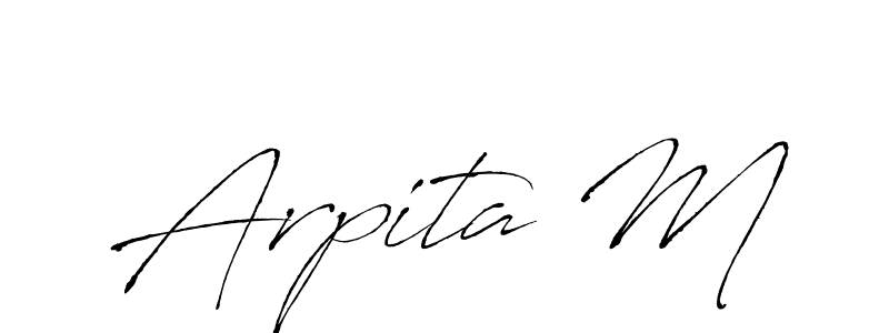 The best way (Antro_Vectra) to make a short signature is to pick only two or three words in your name. The name Arpita M include a total of six letters. For converting this name. Arpita M signature style 6 images and pictures png