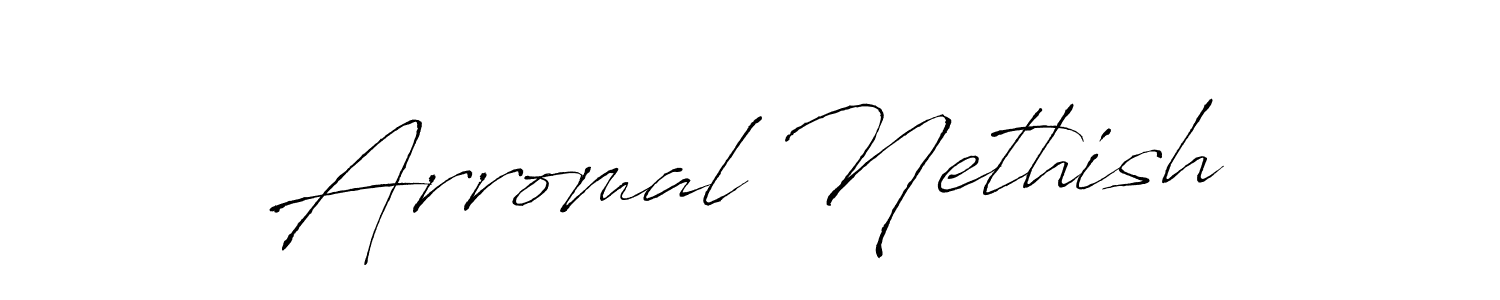 if you are searching for the best signature style for your name Arromal Nethish. so please give up your signature search. here we have designed multiple signature styles  using Antro_Vectra. Arromal Nethish signature style 6 images and pictures png