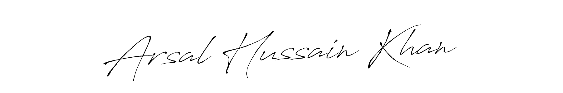 Make a beautiful signature design for name Arsal Hussain Khan. With this signature (Antro_Vectra) style, you can create a handwritten signature for free. Arsal Hussain Khan signature style 6 images and pictures png