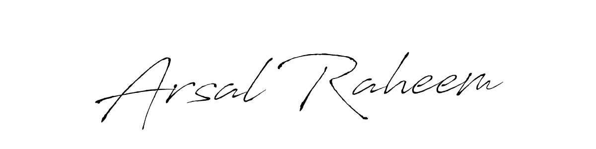 How to make Arsal Raheem name signature. Use Antro_Vectra style for creating short signs online. This is the latest handwritten sign. Arsal Raheem signature style 6 images and pictures png