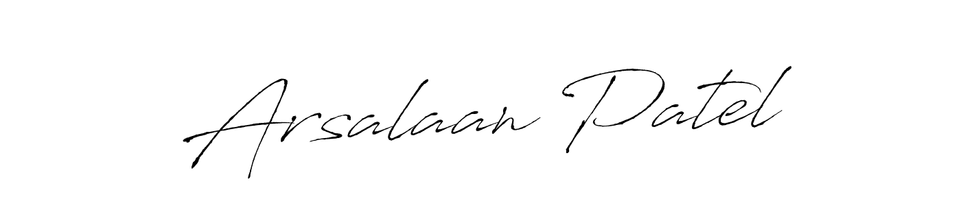 Make a beautiful signature design for name Arsalaan Patel. With this signature (Antro_Vectra) style, you can create a handwritten signature for free. Arsalaan Patel signature style 6 images and pictures png