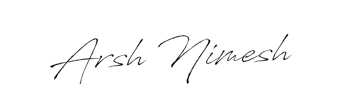 The best way (Antro_Vectra) to make a short signature is to pick only two or three words in your name. The name Arsh Nimesh include a total of six letters. For converting this name. Arsh Nimesh signature style 6 images and pictures png