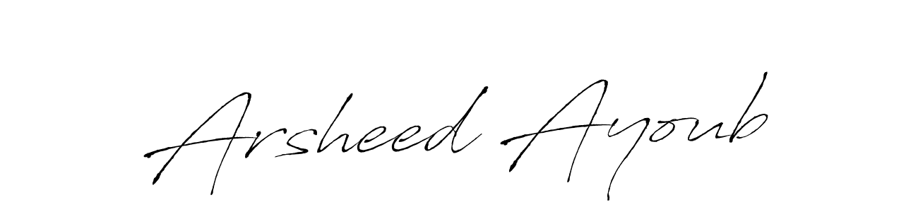 Make a beautiful signature design for name Arsheed Ayoub. With this signature (Antro_Vectra) style, you can create a handwritten signature for free. Arsheed Ayoub signature style 6 images and pictures png