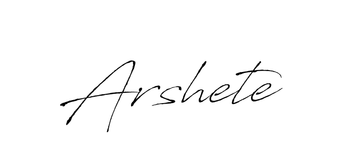 Use a signature maker to create a handwritten signature online. With this signature software, you can design (Antro_Vectra) your own signature for name Arshete. Arshete signature style 6 images and pictures png